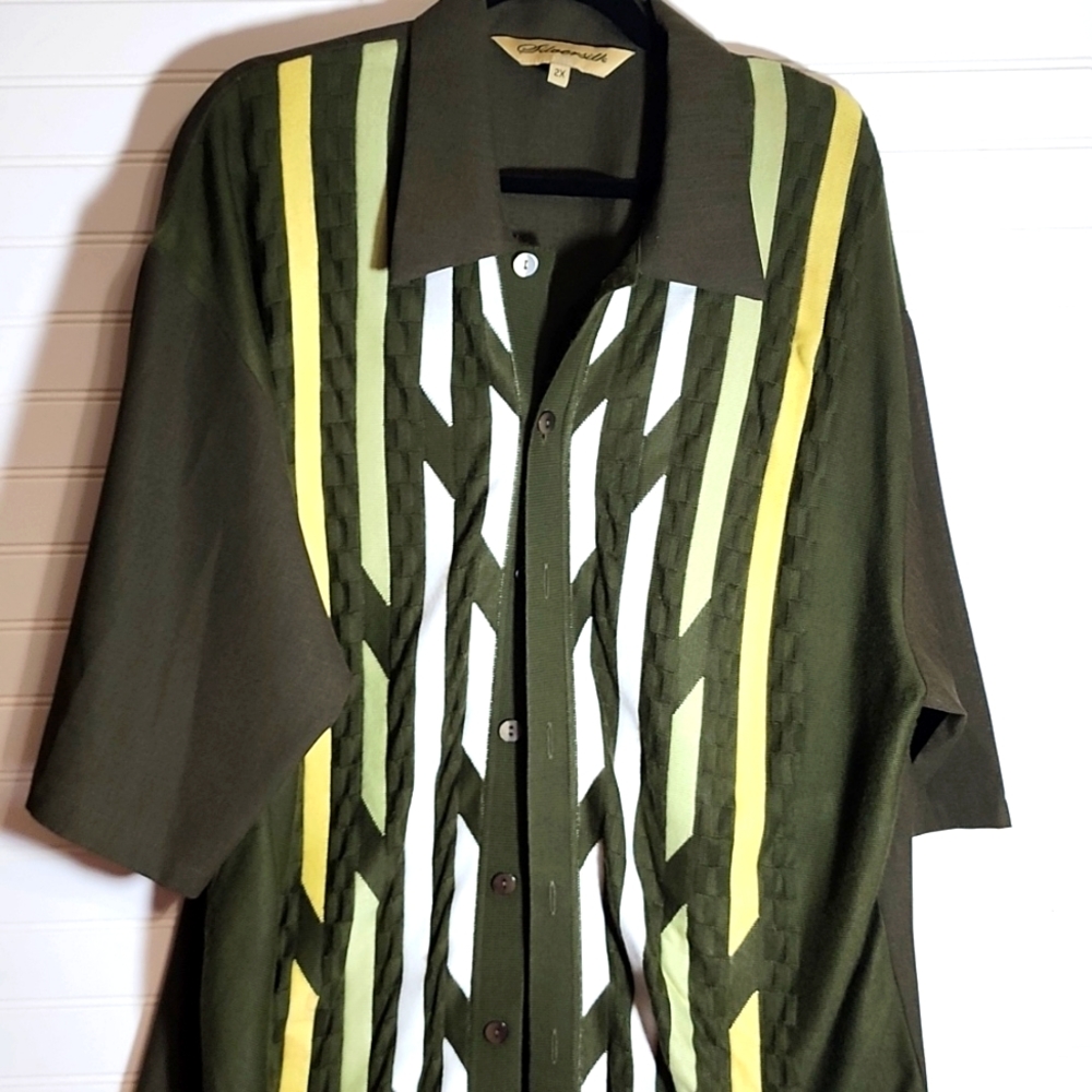 Men Big&Tall Silversilk Olive Shirt 2X